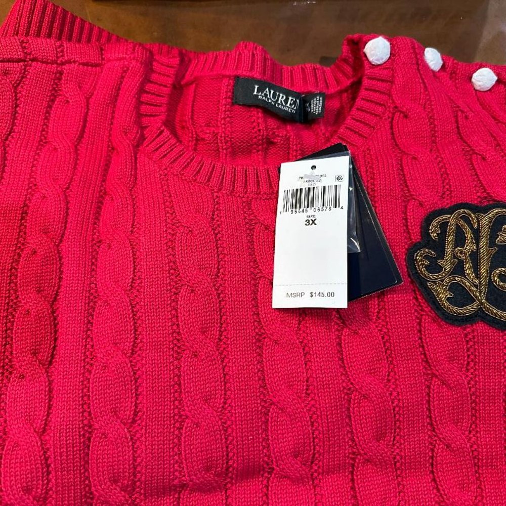 Women's Red Ralph Lauren Long Sleeved Sweater Size 3X New With Tags